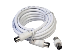 Prolongacióntv video macho-macho 3 metros / ø 9,5 mm. con adaptador macho-hembra blanco