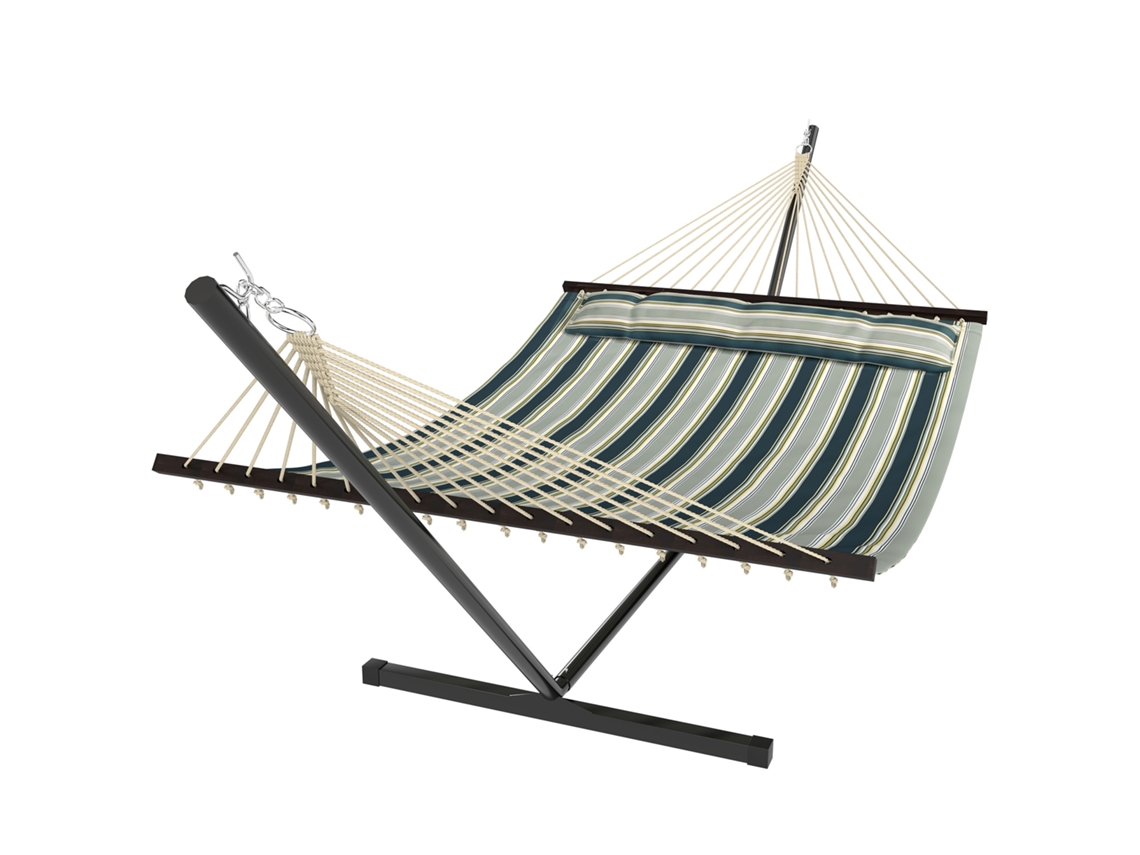 Rede Autoportante de 353 Cm com Suporte de Aço, Almofada Removível e Barras Espaçadoras, Verde. CHEZMOI