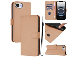 Capa De Couro Sintético Para Iphone 17e - Toque Suave - Cor Sólida - Com Cordão