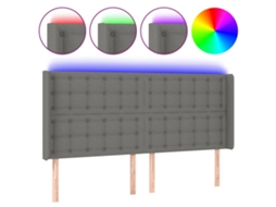 Cabeceira de Cama com Led Tecido Cinza escuro MAISON EXCLUSIVE (203x16x118 cm)