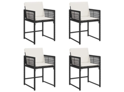 Maison Exclusive - Cadeiras De Jardim Com Almofadões 4 Pcs Vime Pe Preto