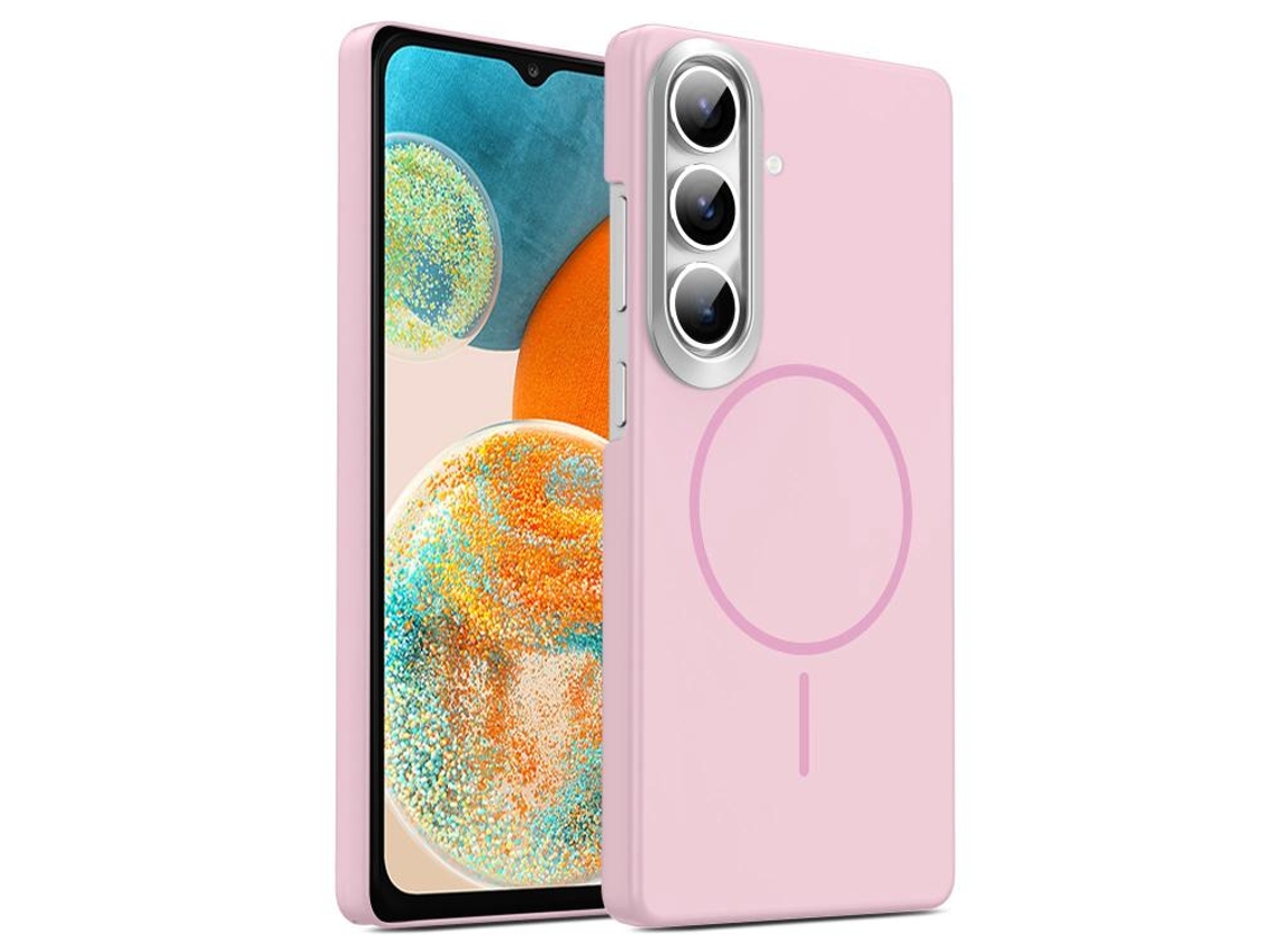 Capa Para Samsung Galaxy A24 4g Fina Circular Magsafe À Prova De Choque Dourada Em Policarbonato Rosa