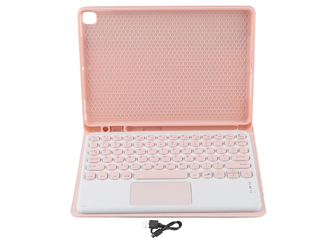 Capa De Teclado Sem Fio Com Touchpad E Capa De Silicone Para Ios Tablet Air10.5/pro10.5 Rosa 10 Polegadas
