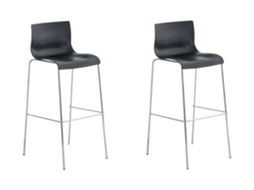Conjunto de 2 bancos de bar HOVER com estrutura de 4 pernas em plástico preto/cromo CLP