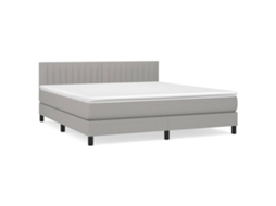 Cama com Molas/Colchão 160x200 Cm em Tecido Cinzento Claro MAISON EXCLUSIVE