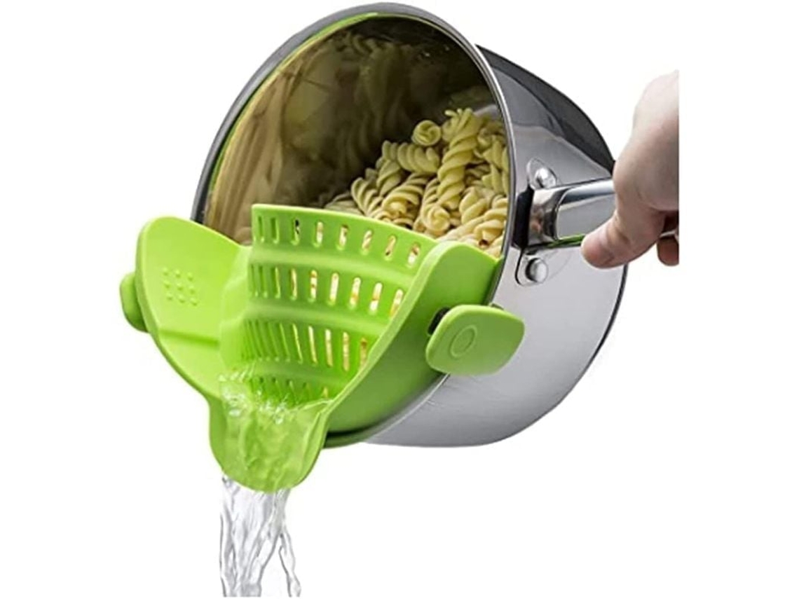 2026 colador Ajustável de Silicona com Clip Universal para Panelas e Pratos Cor Verde Limão