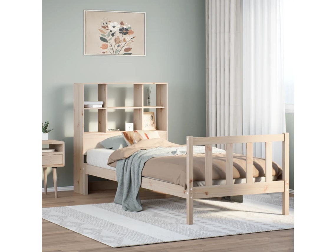 Cama Com Estante Sem Colchão 90x200 Cm Pinho Maciço