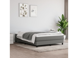Vidaxl Cama Com Molas/colchão 140x190 Cm Tecido Cinzento-escuro