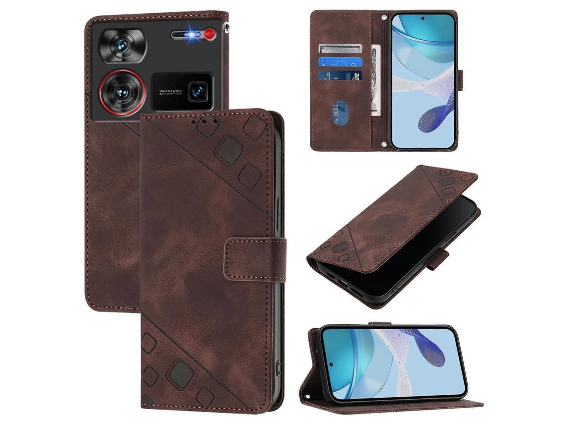 Capa De Celular De Couro Com Relevo Skin Feel
