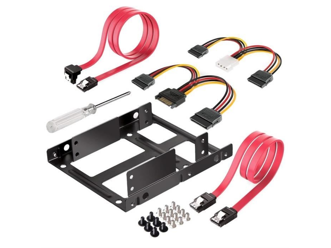 Kit De Montagem Ssd 2.5 Para Hdd 3.5 Com Cabos Sata De Dados E Alimentação
