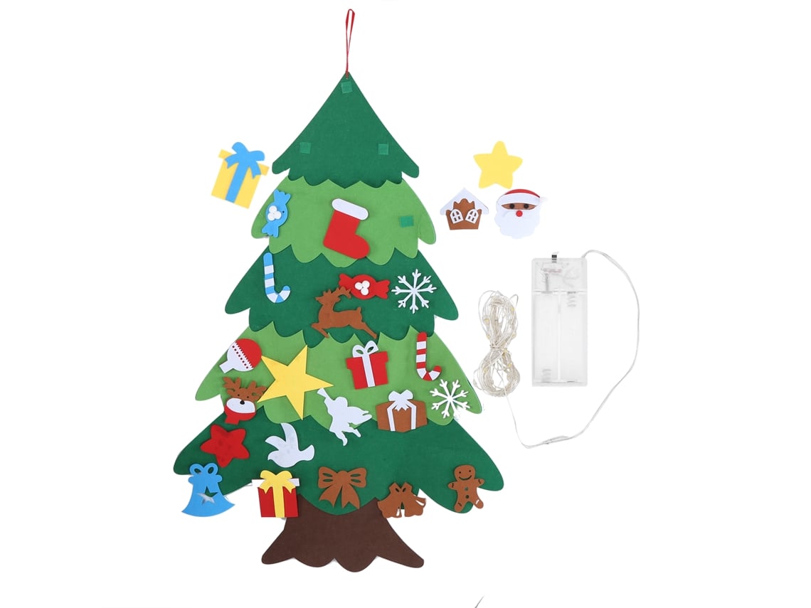 Ats decoración Navideña de Pared Con Árbol de Fieltro Diy, Adorno Con Led para Fiesta Navideña