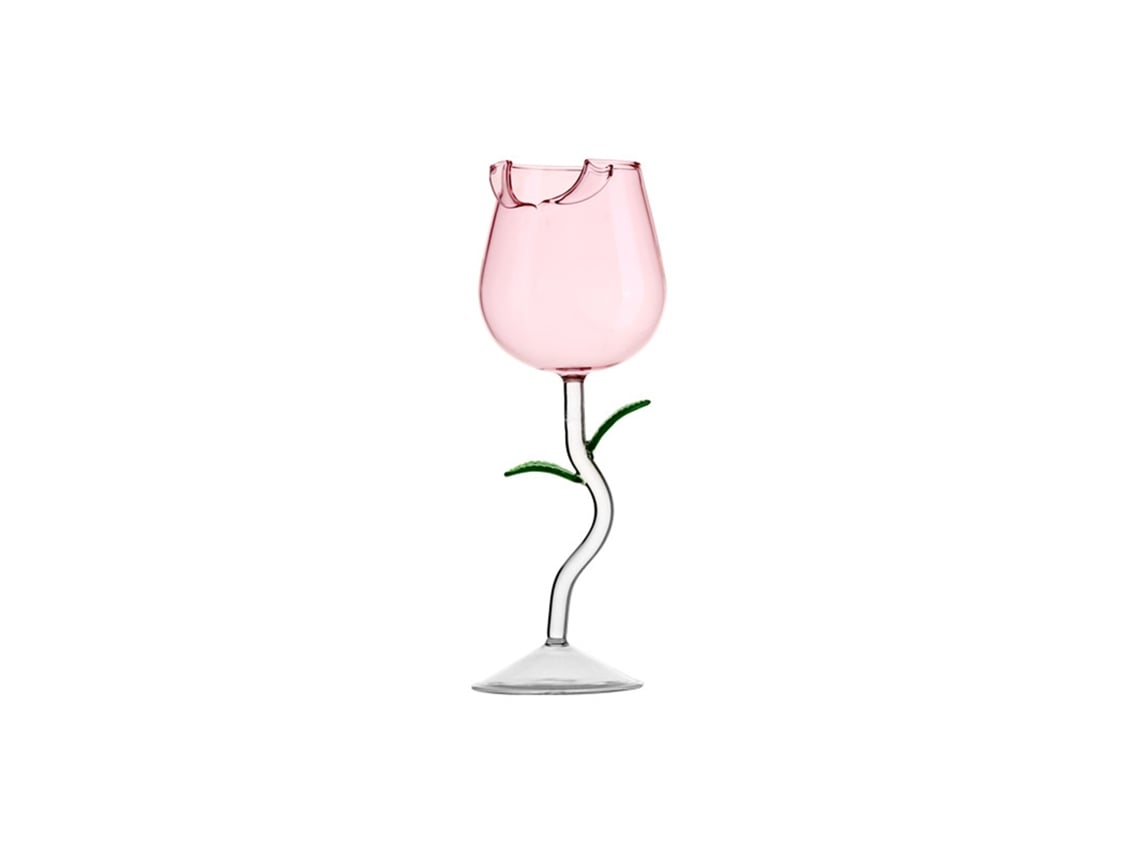 Taça de Vinho Flor de Rosa em Vidro de Boro 280ml | S/MARCA
