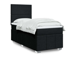Cama De Solteiro | Camas Para Quarto | Cama Com Molas/colchão 80x200 Cm Tecido Preto