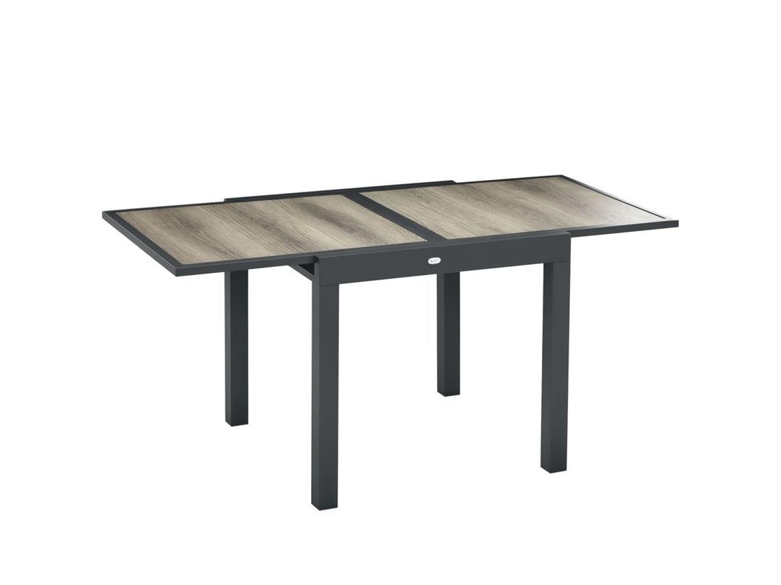Mesa de Jardim Extensível para 6 Pessoas em Plástico e Alumínio, 80/160x80x75 Cm, Bege CHEZMOI