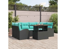 Vidaxl Conjunto De Sofá De Jardim 7 Unid. Preto Rattan Sintético