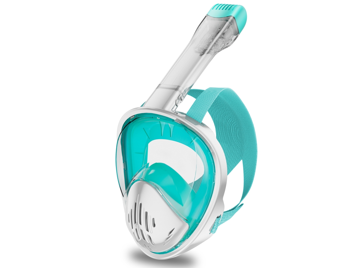 Nova Máscara Respiratória Facial Completa 2024ângulo De Visão De 180° Antiembaçante Traje De Mergulho Com Snorkel Branco Verde P/m SUNNY SPACES
