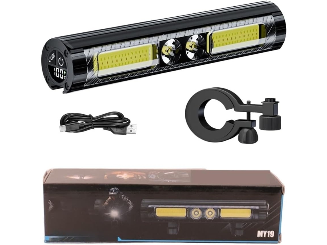 Farol De Bicicleta Led 2100 Lúmens Com Visor Lcd, Recarregável,