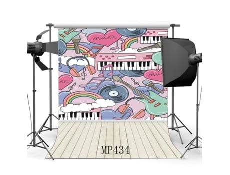 Fundo Fotográfico ECZJNT 150X220Cm Desenhos Animados Música Desgastado Vintage Listras Piso de Madeira