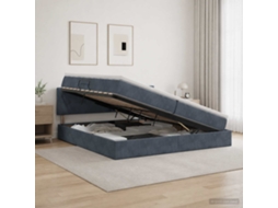 Vidaxl Cama Com Armazenamento Cinzento-escuro 200 X 200 Cm Veludo