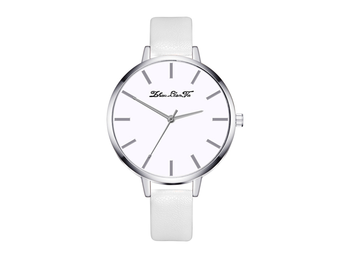 Relógio de Pulso Feminino de Liga Analógico Quartz com Mostrador Redondo Branco Moderno