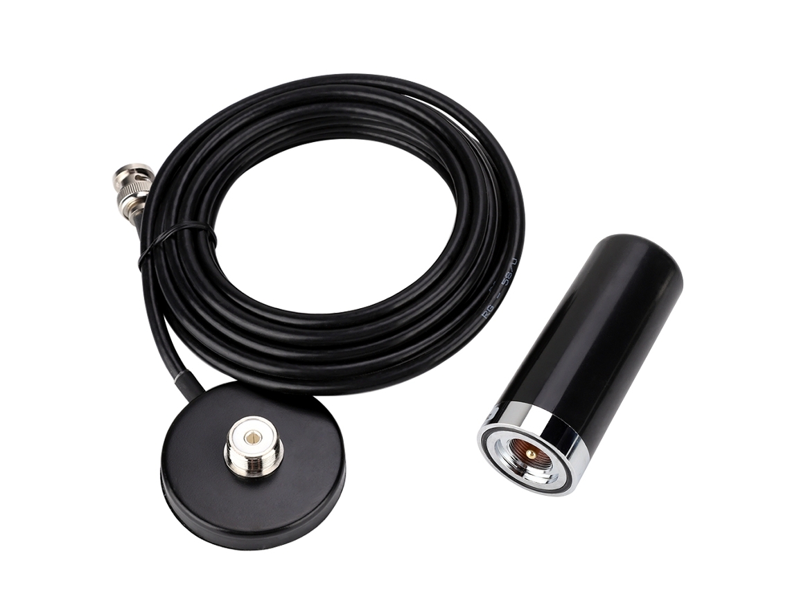 Antena De Rádio Móvel Vhf/uhf Banda Dupla Para Carro Com Base Magnética E Conector Bnc Macho