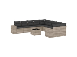 Conjunto de 11 Sofás de Jardim com Almofadões Vime Pe Cinzento MAISON EXCLUSIVE
