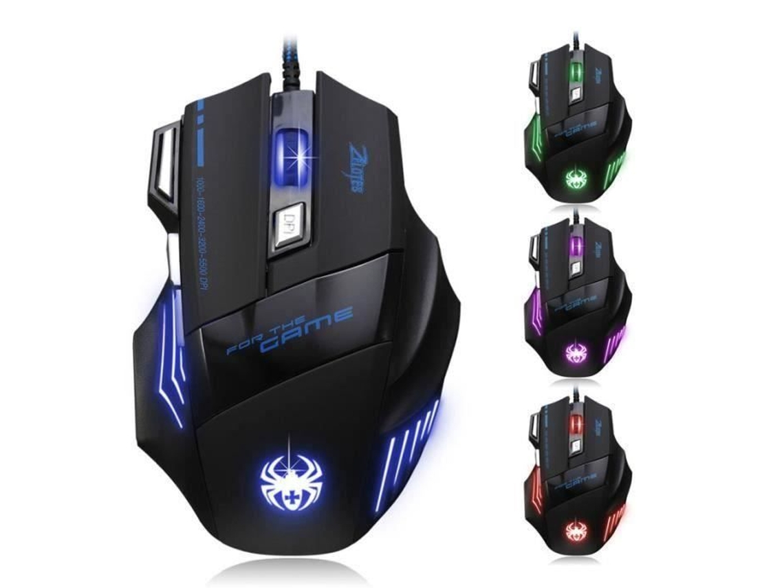 7 botões com fio óptico USB 5500 DPI Gaming LED PRO Mouse para Gamer Pro mo400 L054B2