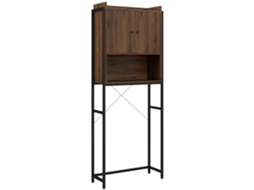 Prateleira de banheiro com armário, 2 portas, nicho, 68x25,5x172,5cm marrom preto | S/MARCA