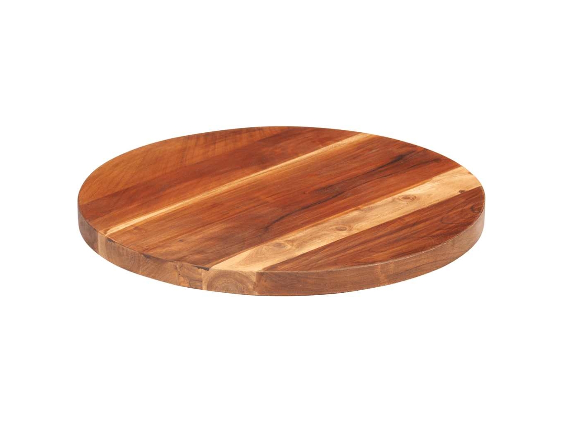 Vidaxl Tampo De Mesa Redondo Madeira De Acácia Maciça 25-27 Mm 40 Cm
