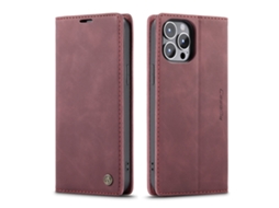 Capa Flip Para Celular Com Compartimento Para Cartão Em Courovermelho - Iphone 16