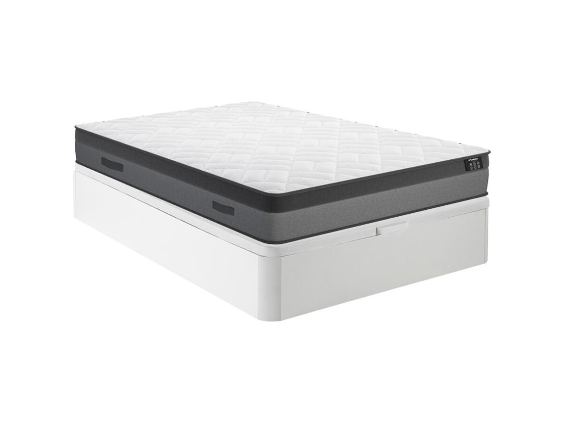 Sommier com Colchão Cofre Illusion VENTE-UNIQUE.PT Tecido Branco (140x190cm)