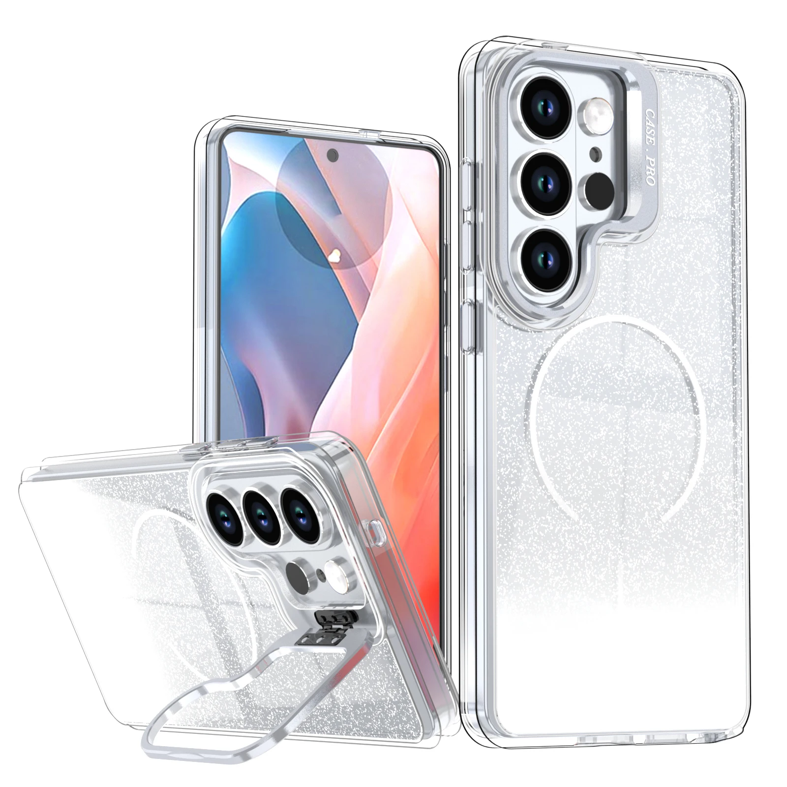 Capa Com Lente Degradê E Efeito Flash Para Samsung (galaxy S24, Branca), Compatível Com Carregamento Sem Fio Magsafe.