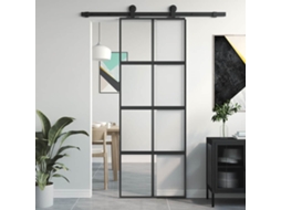 Vidaxl Porta Deslizante 76x205 Cm Vidro Temperado E Alumínio Preto