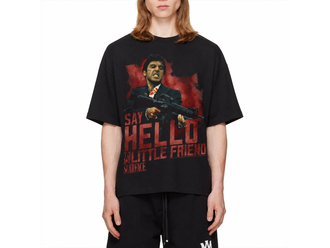 Rockinstone Scarface Movie Say Hello Black Adult T-shirt Size:s