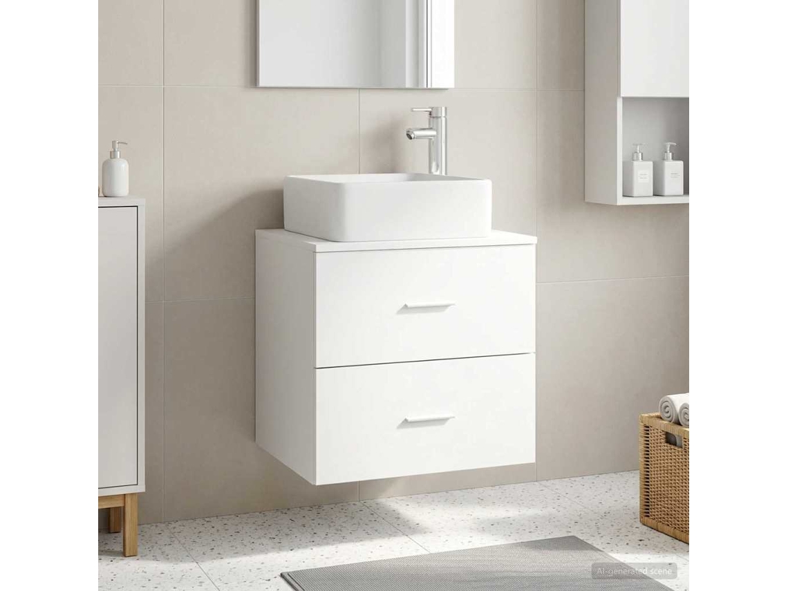 Vidaxl Vaidade Com Pia Suspensa Branco 53 X 34,5 X 63 Cm
