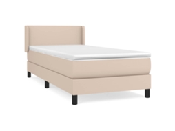Cama com Molas Couro Artificial Cappuccino MAISON EXCLUSIVE 90x190 cm