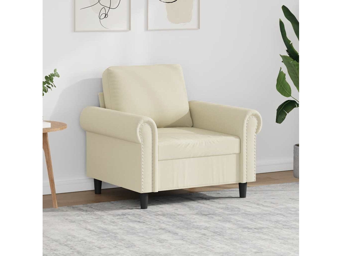 Vidaxl Poltrona 60 Cm Couro Artificial Creme