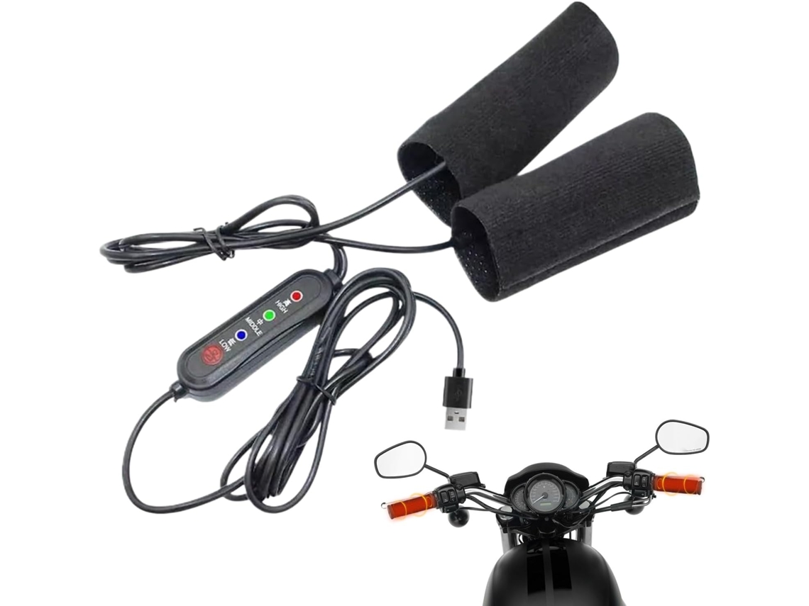 Luvas Aquecida para motociclismo, 3 níveis de temperatura, alimentação USB.