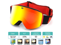 Óculos de esqui com lente polarizada de camada dupla magnética, proteção UV400 contra quedas, ideais para esqui e snowboard, óculos de esqui para uso doméstico e feminino.