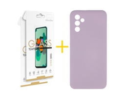 Pack 2 X Película de Vidro Temperado 2.5D + Capa GANDY Samsung Galaxy A24 4G Silicone Líquido Roxo