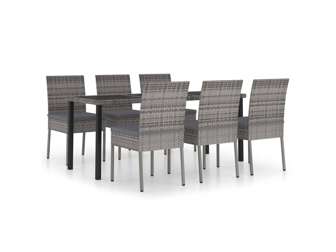 Maison Exclusive - 7 Pcs Conjunto De Jantar Para Jardim Vime Pe Cinzento