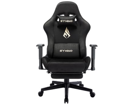 Cadeira de Escritório Ergonômica SYMINO Mp Design de Assento de Corrida Capacidade de Carga 200 kg Apoios de Braços e Encosto Ajustáveis Preto