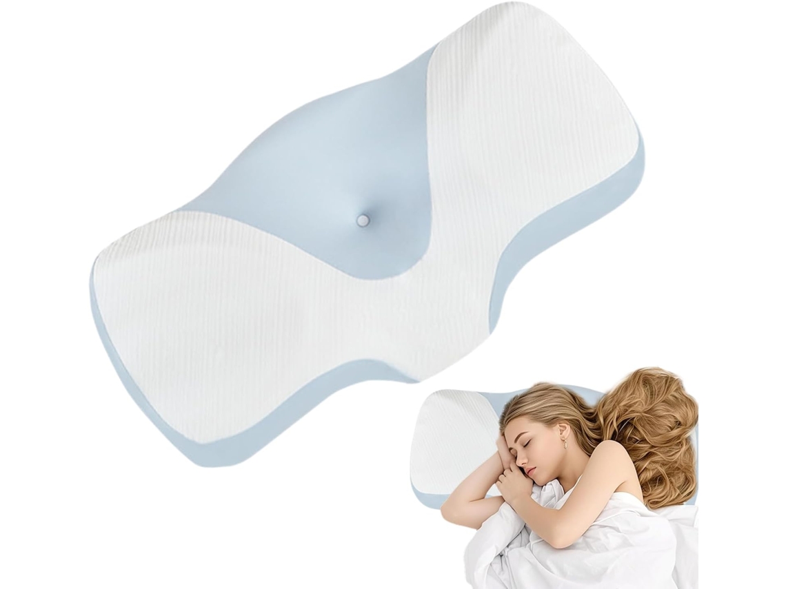 Travesseiro com Contorno Cervical de Cama Espuma Viscoelástica, Respirável Suporte para Quem Dorme CHABERLU