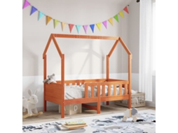 Cama Infantil Formato Casa 70x140 Cm Pinho Maciço Castanho-mel