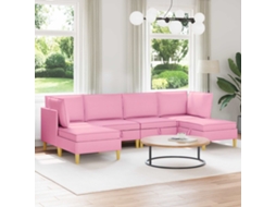 Vidaxl Conjunto De Sofá Modular Com Armazenamento 6 Unid. Rosa Tecido