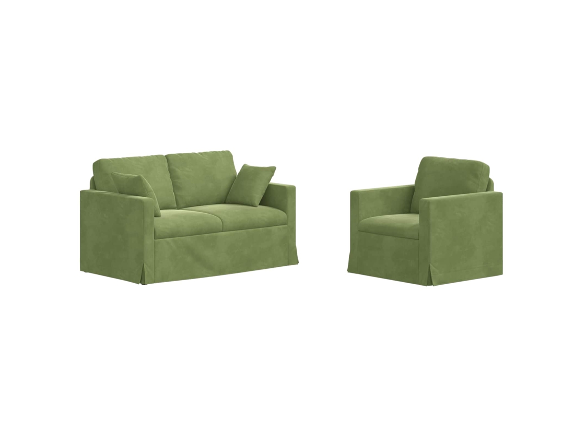 Maison Exclusive - Conjunto De Sofás 2 Unid. Verde Claro Veludo
