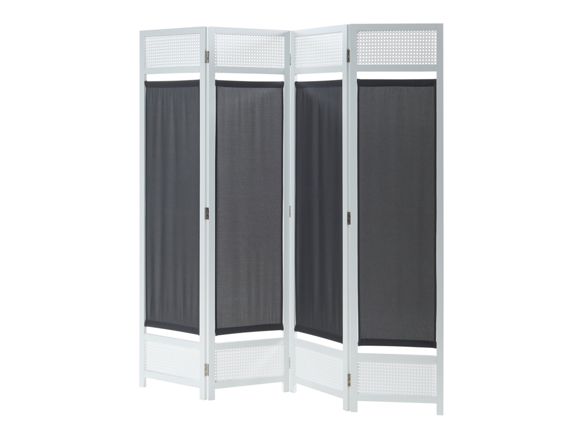 Biombo Dorotea com 4 painéis 160x170 cm - Branco/Cinza escuro [EN.CASA]