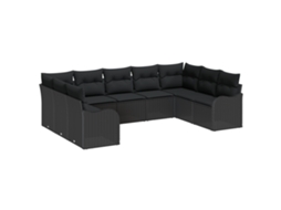 Conjunto 9 Sofá De Jardim Vidaxl Preto Vime Pe (55 X 55 X 37 Cm)