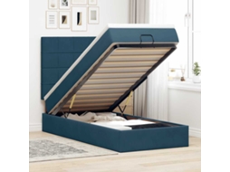 Vidaxl Estrutura Cama Otomana Colchões 80x200 Cm Veludo Azul Escuro