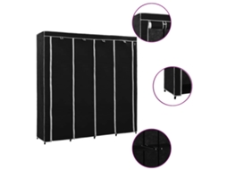 Vidaxl Roupeiro Com 4 Compartimentos 175x45x170 Cm Preto